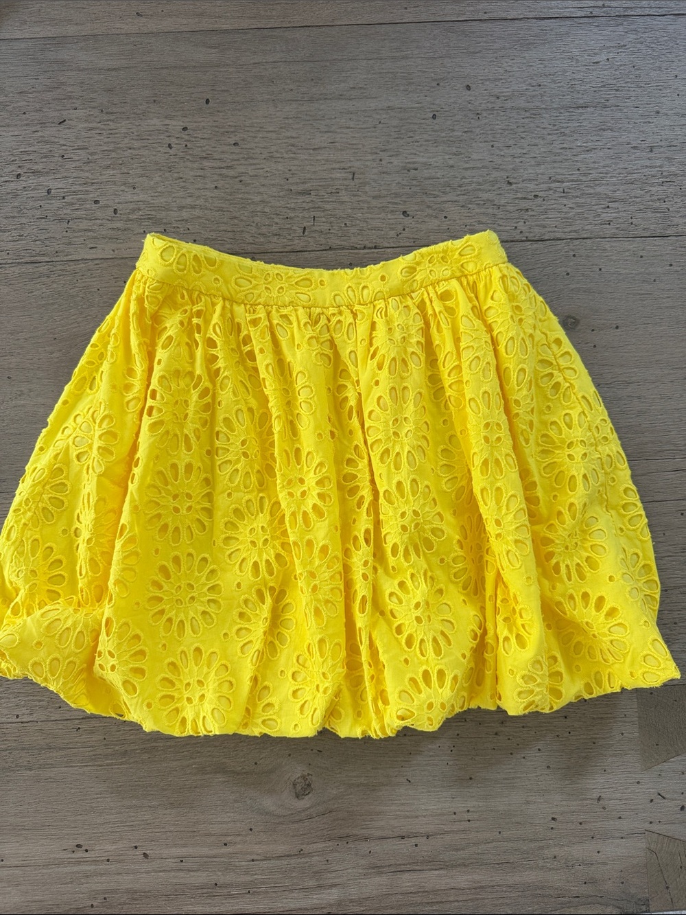 Bright Yellow Eyelet A-Line Skirt